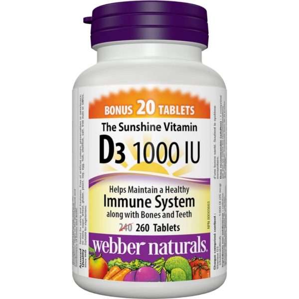 قرص ویتامین Webber Naturals ‌D3 1000iu وبر نچرالز (260 عددی)