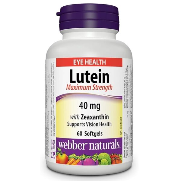 قرص لوتئین همراه با زآگزانتین Webber Naturals Lutein With Zeaxanthin 40mg وبر نچرالرز (60 عددی)