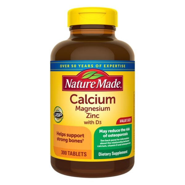 قرص کلسیم منیزیم زینک NatureMade Calcium Magnesium D3 نیچرمید(300 عددی)