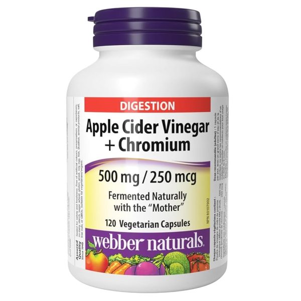 کپسول سرکه سیب Webber Naturals Apple Cider Vinegar & Chromium 1000mg وبر نچرالز (120 عددی)