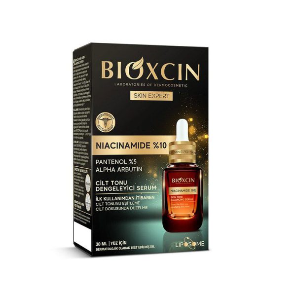 سرم متعادل کننده رنگ پوست صورت بیوکسین Bioxcin حاوی نیاسینامید ۱۰ درصد حجم ۳۰ میل