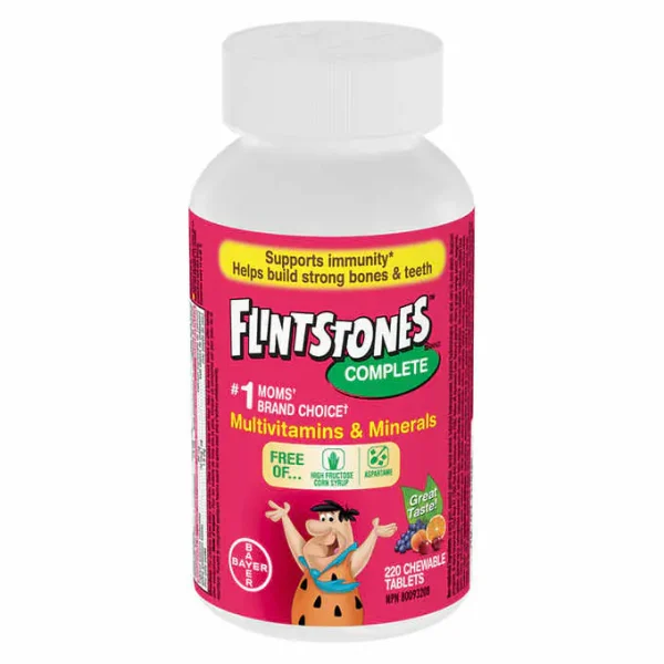 قرص جویدنی طعم دار مولتی ویتامین کودک FLINTSTONES Complete Chewable Multivitamins for Kids بایر (220 عددی)