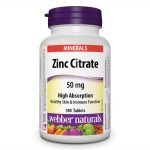 کپسول زینک سیترات Webber Naturals Zinc Citrate 50mg High Absorption وبر نچرالز (180 عددی)