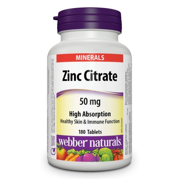 کپسول زینک سیترات Webber Naturals Zinc Citrate 50mg High Absorption وبر نچرالز (180 عددی)